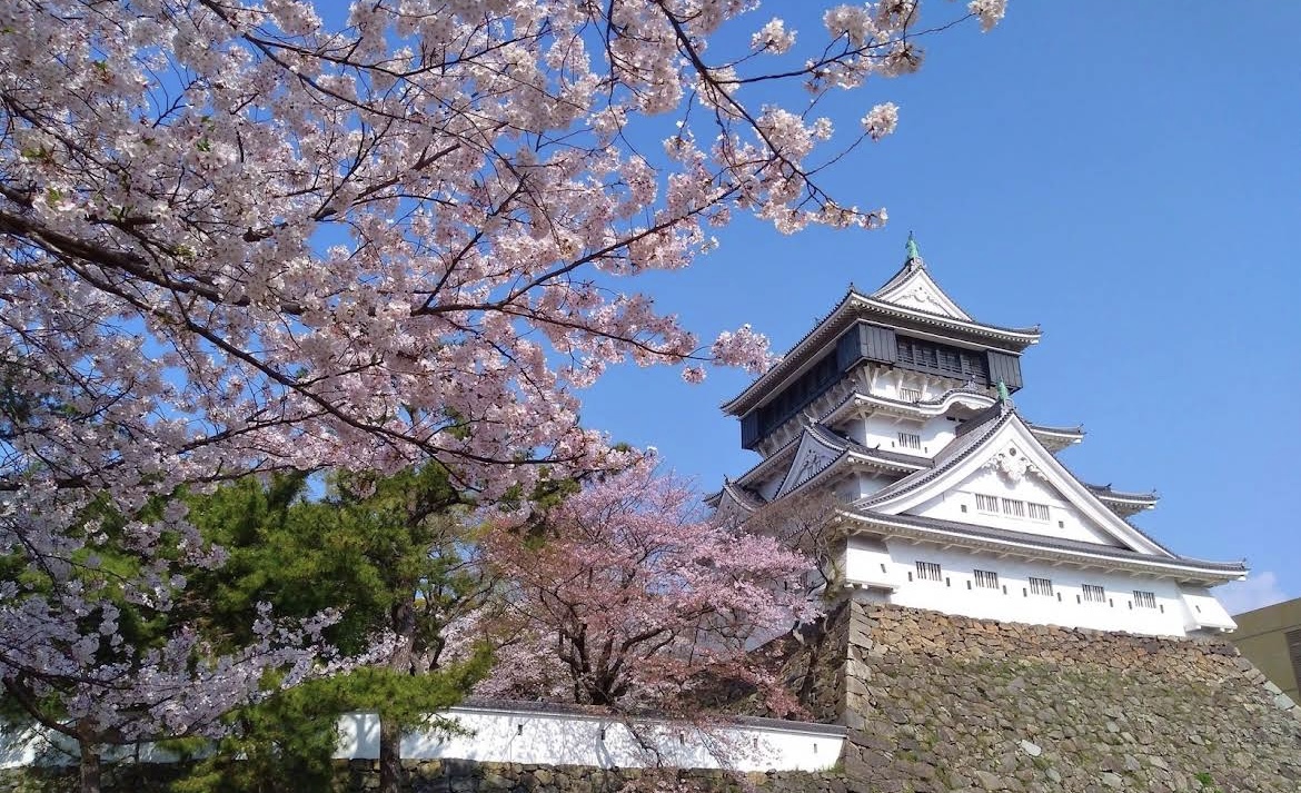 小倉城と桜 - 北九州市での福祉タクシーサービス